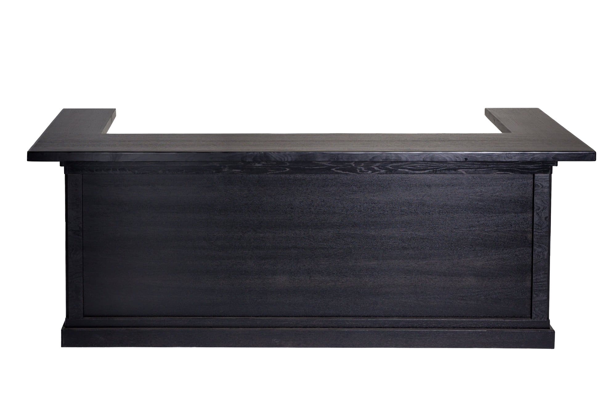 Strakke zwarte Bar New York – 300 cm, met 1 vak en extra dik werkblad, geschikt voor horeca, thuis en kantoor.