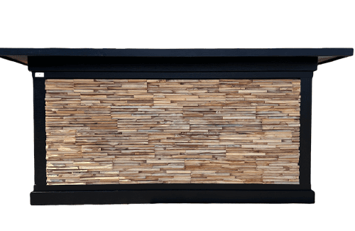 Bar Wallstreet Black – 250 cm met houtstrips en zwart design, geschikt voor thuis- en professioneel gebruik.