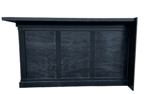 Muurbar New York Zwart, moderne bar met hoek rechts en robuust werkblad.