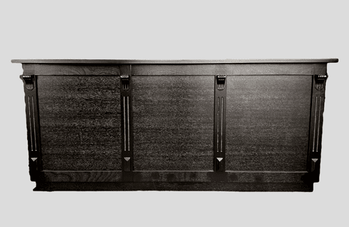 Zwarte toonbank 250 cm met klassiek design en hoogwaardig werkblad.