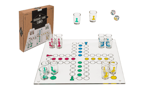Ludo drankspel met shotglaasjes