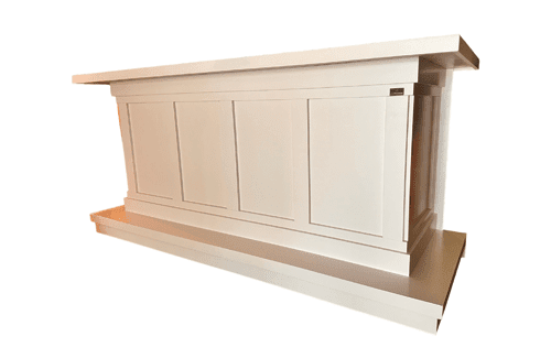 Afbeelding van de Bar Ibiza – 250 cm – Strak – Voetenbak in wit, met strak design, voetenbak en demonteerbaar bovenblad.