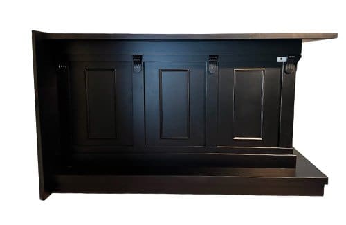 Hoekbar New York Zwart Hoek Rechts, luxe thuisbar met stevig werkblad, strak zwart design en hoek rechts.