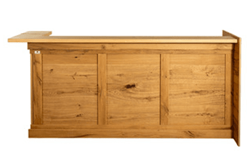 Hoekbar Old Crack Oak, bar van 250 cm met natuurlijk eikenhout en tijdloze uitstraling.