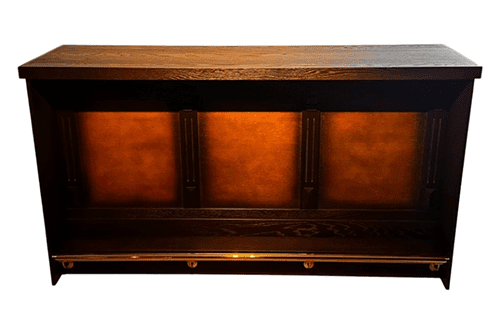 Statafel Havana Luxury – 200 cm met koloniaal bruin design en messing voetenbuis, perfect voor bruine cafés en horeca.